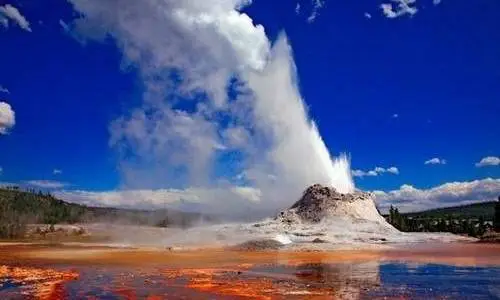 geyser del castello parco nazionale di Yellowstone Stati Uniti d'America