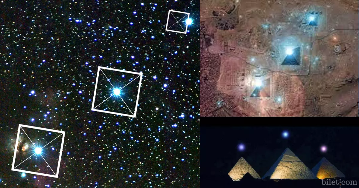 Pyramides de Gizeh et constellation d'Orion